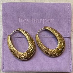 Hey Harper Daphne Intricate Gold Hoop Earrings